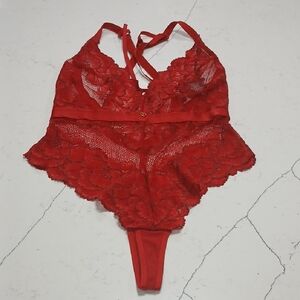 Red Lace Bodysuit, Lovehoney, New With Tags, Sz Small-medium